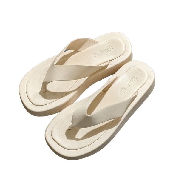 Lokal Lane Huey Platform Sandals Cream Size 7.5/8 - Picture 2 of 11
